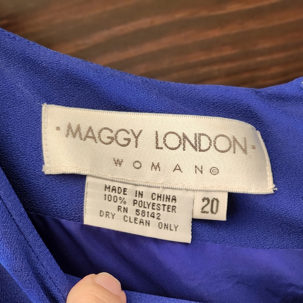 Vintage Maggy London Royal Blue Maxi Dress Plus Size 20 - Picture 9 of 12